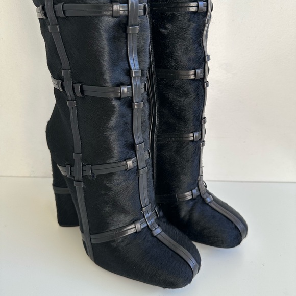 Tom Ford Leather Patchwork Calf Hair Knee-High Boots Fall/ Winter 2015 size 37 - Picture 7 of 16
